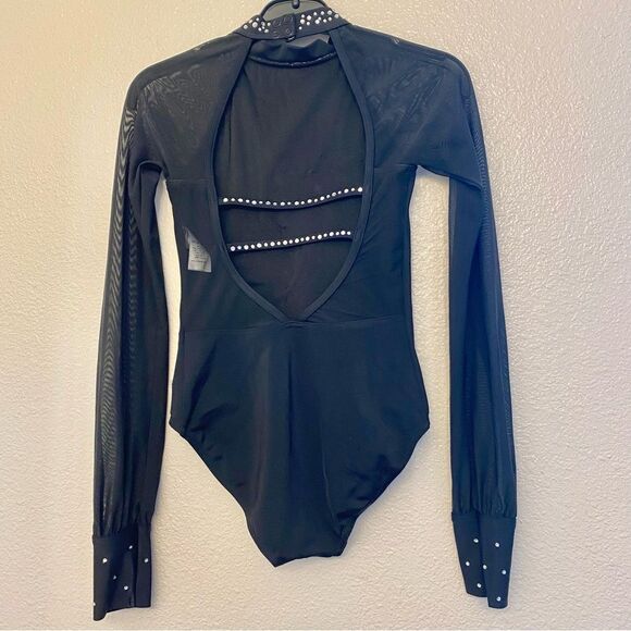 Weissman solo custom Dance costume black Long Poet Sleeve Leotard MT11817 MC - Picture 7 of 14